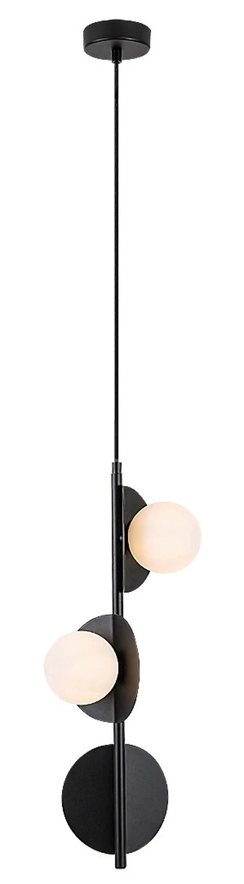 Pendant Lights Jules – industrial pendant in black with white glass spheres, Ø105mm, 3×G9
