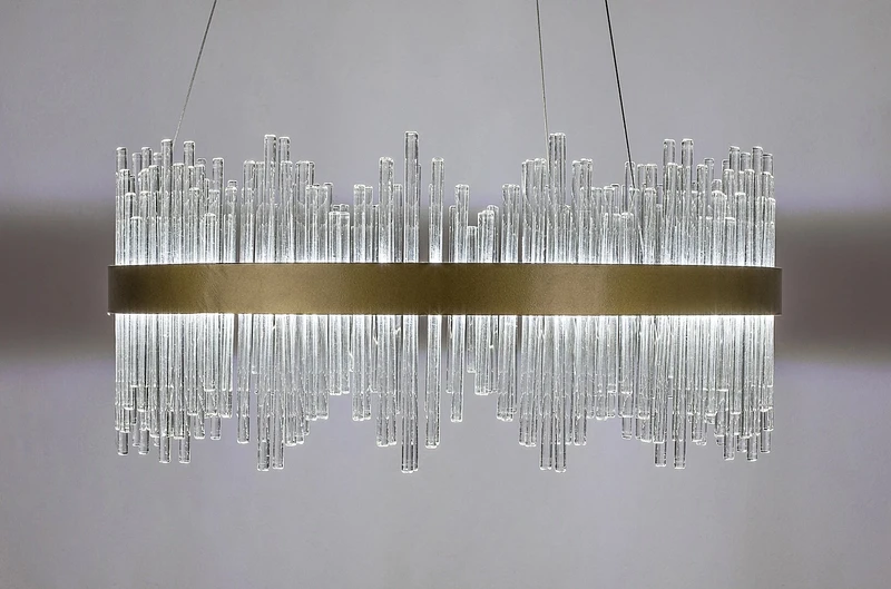 Mabel – LED pendant in gold with clear glass, Ø580mm, 36W, 3000-6000K