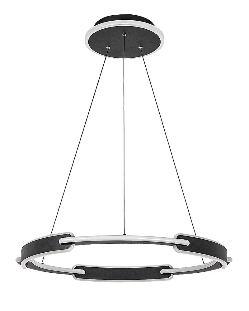 Sindri – LED pendant in black with white shade, Ø600mm, 45W, 3000-4000K
