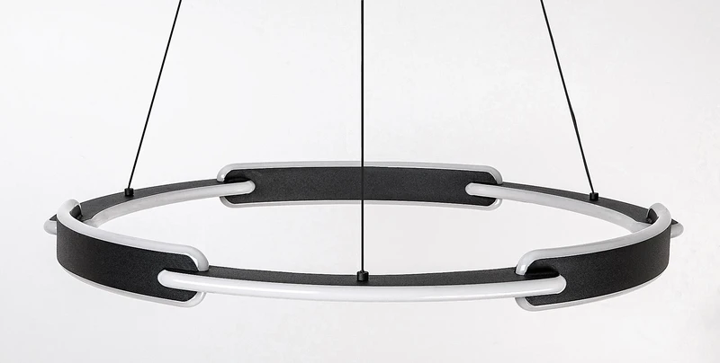 Sindri – LED pendant in black with white shade, Ø600mm, 45W, 3000-4000K