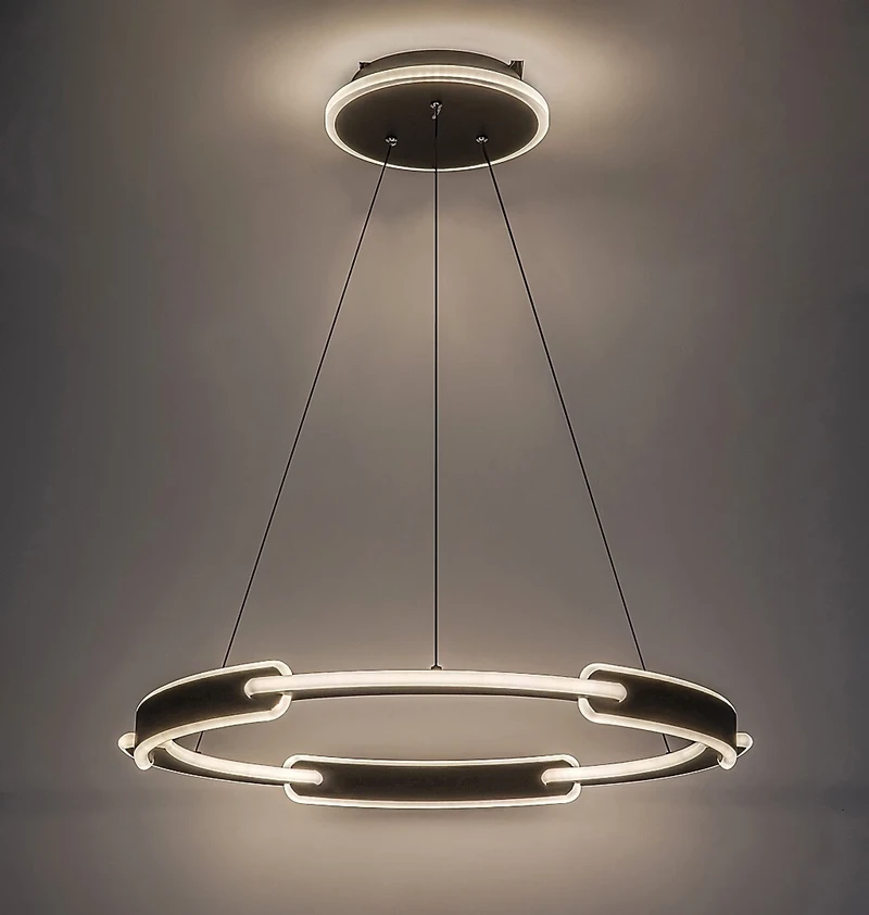 Sindri – LED pendant in black with white shade, Ø600mm, 45W, 3000-4000K