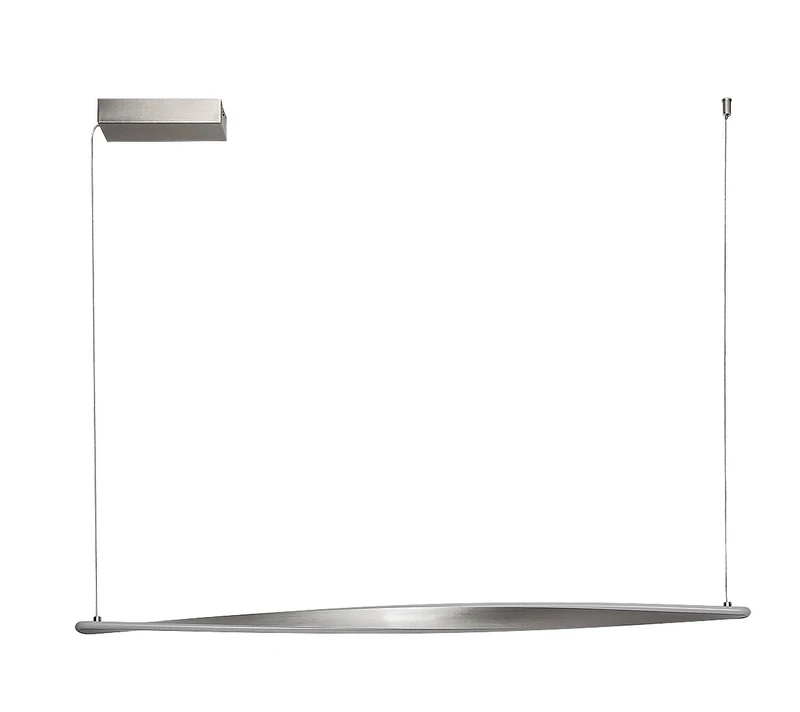 Elvio – LED pendant in satin chrome with white shade, 1100mm, 28W, 3000K