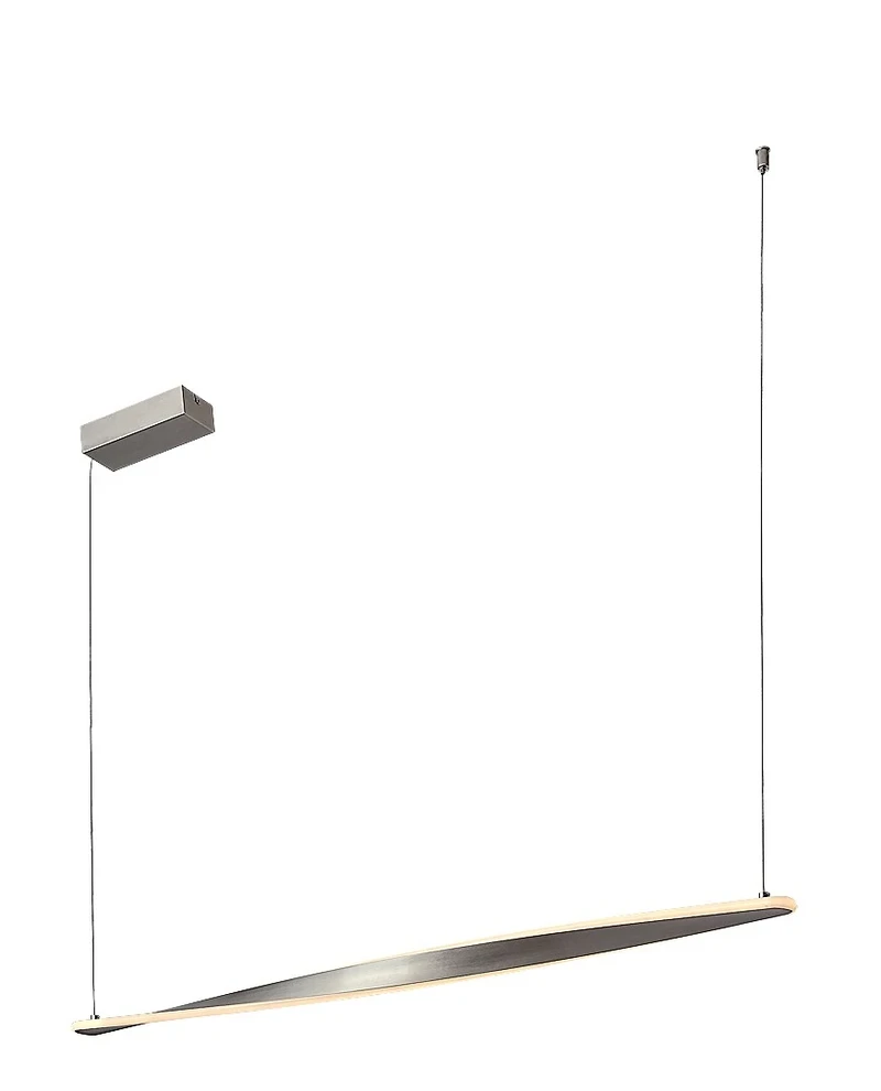 Elvio – LED pendant in satin chrome with white shade, 1100mm, 28W, 3000K