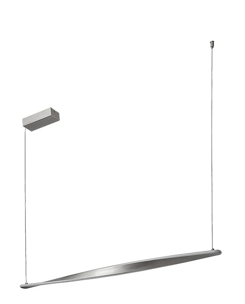 Elvio – LED pendant in satin chrome with white shade, 1100mm, 28W, 3000K