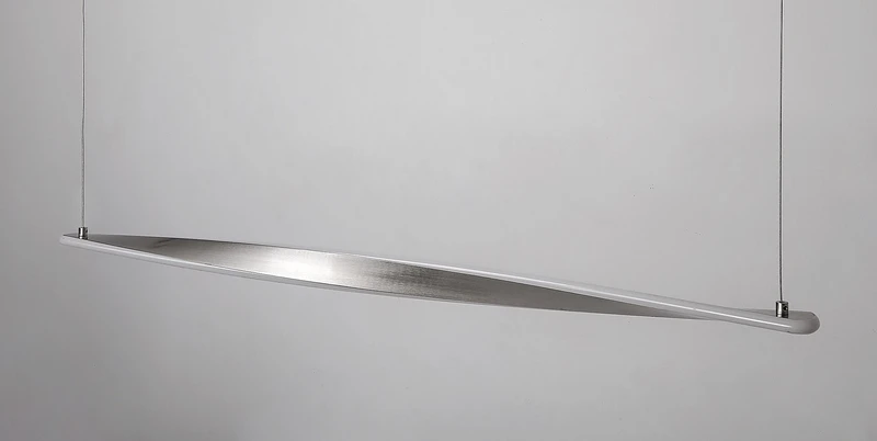 Elvio – LED pendant in satin chrome with white shade, 1100mm, 28W, 3000K