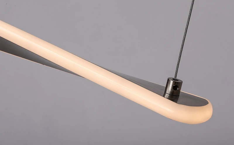 Elvio – LED pendant in satin chrome with white shade, 1100mm, 28W, 3000K