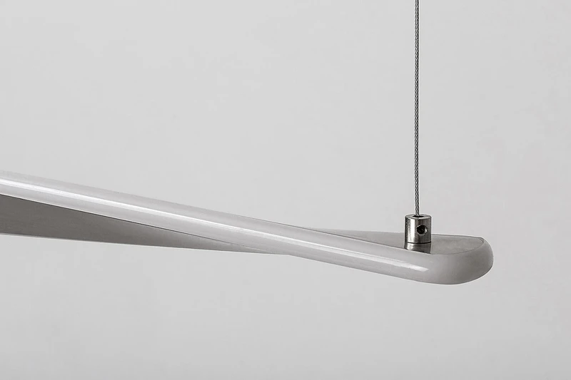 Elvio – LED pendant in satin chrome with white shade, 1100mm, 28W, 3000K