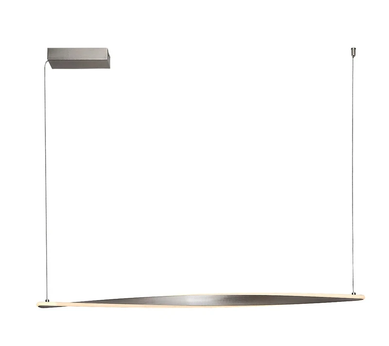 LED Pendants & Chandeliers Elvio – LED pendant in satin chrome with white shade, 1100mm, 28W, 3000K