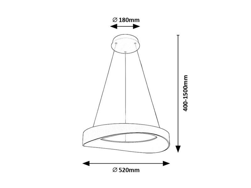 Iliana – LED pendant in silver with white acrylic shade, Ø520mm, 56W, 3000K