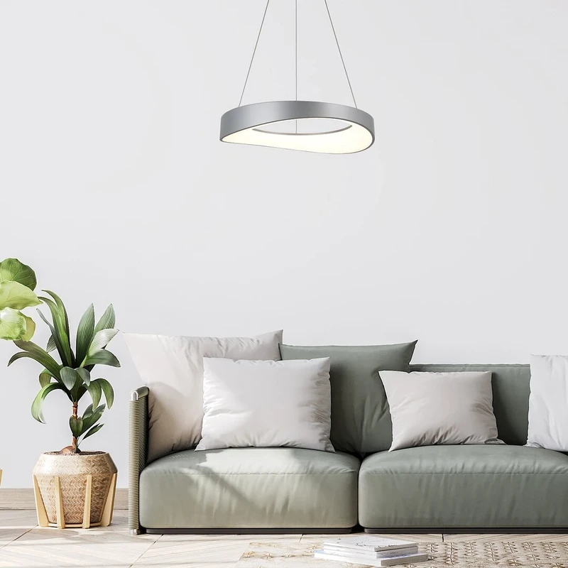 Iliana – LED pendant in silver with white acrylic shade, Ø520mm, 56W, 3000K