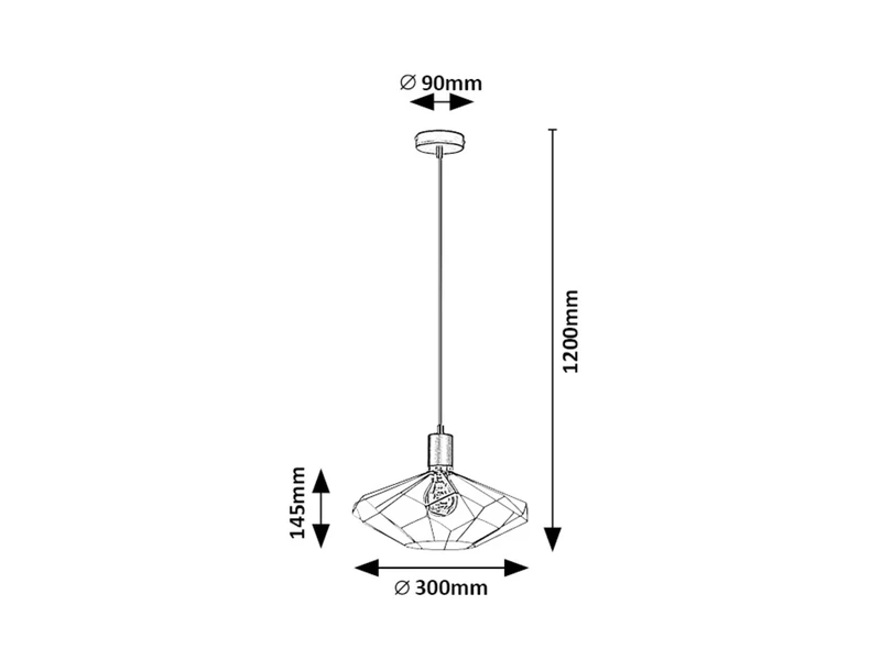 Fran – vintage pendant in black matt, Ø300mm, 1×E27