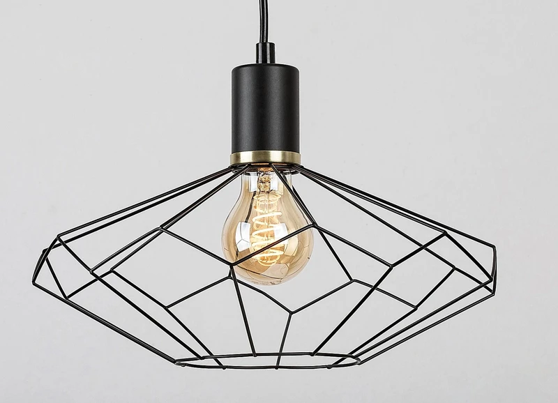 Fran – vintage pendant in black matt, Ø300mm, 1×E27