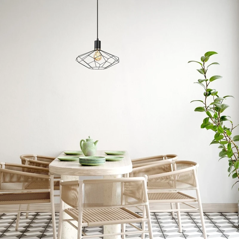 Fran – vintage pendant in black matt, Ø300mm, 1×E27