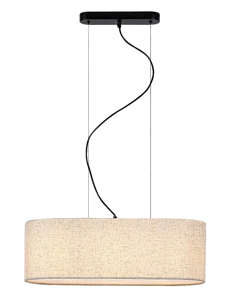 Pendant Lights Narmin – fabric pendant in black matt with beige shade, Ø600mm, 3×E27