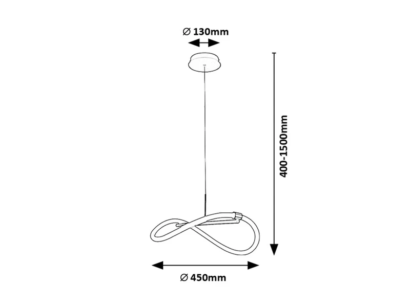 Serena – LED pendant in black with white acrylic shade, Ø450mm, 15W, 4000K