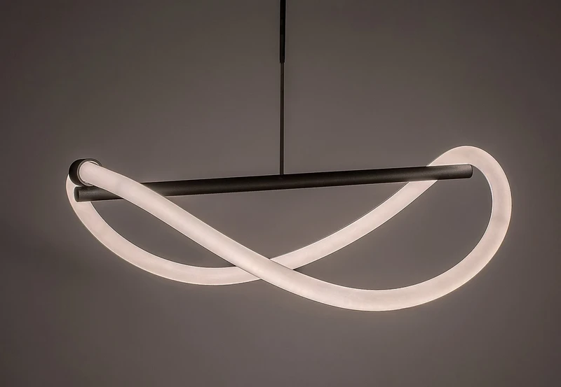 Serena – LED pendant in black with white acrylic shade, Ø450mm, 15W, 4000K