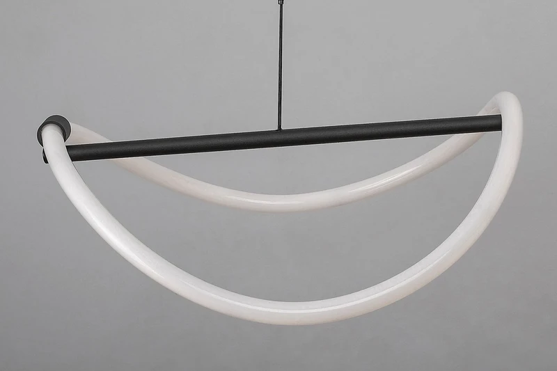 Serena – LED pendant in black with white acrylic shade, Ø450mm, 15W, 4000K