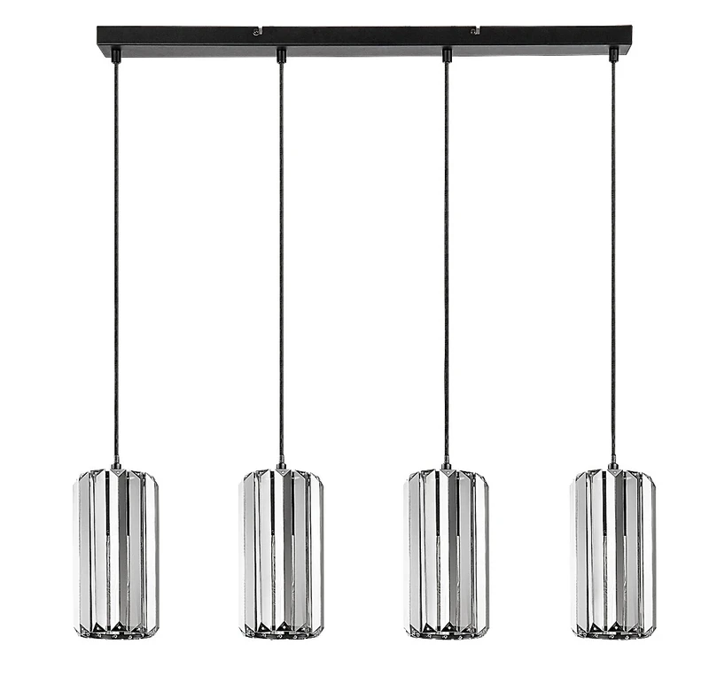 Veness – classic pendant in black matt with tinted glass, 700mm, 4×E27