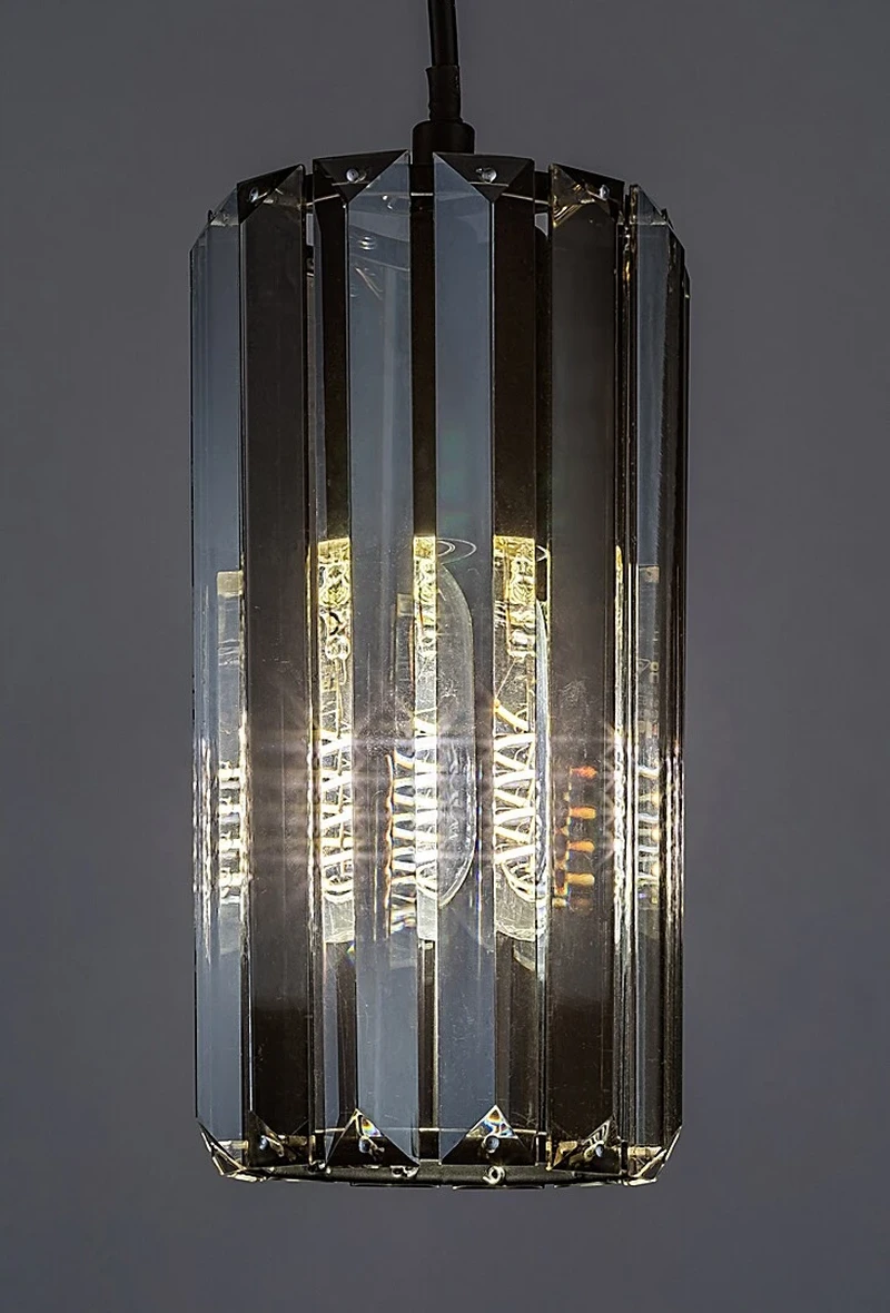 Veness – classic pendant in black matt with tinted glass, 700mm, 4×E27