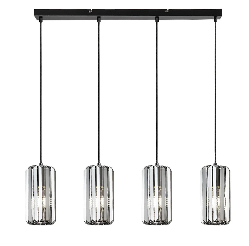 Pendant Lights Veness – classic pendant in black matt with tinted glass, 700mm, 4×E27