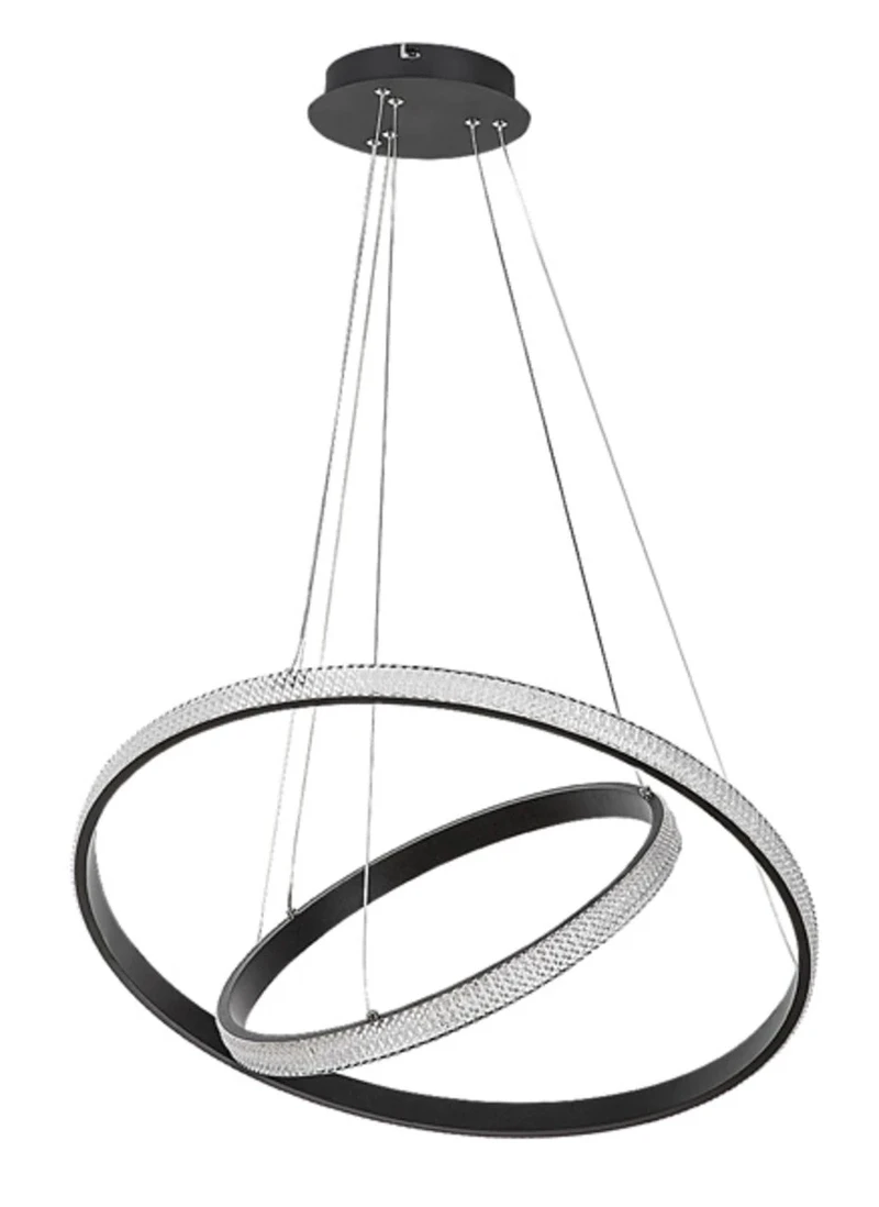 Grete – LED пендел с два ринга в черно/бяло, Ø600мм, 60W, 3000K