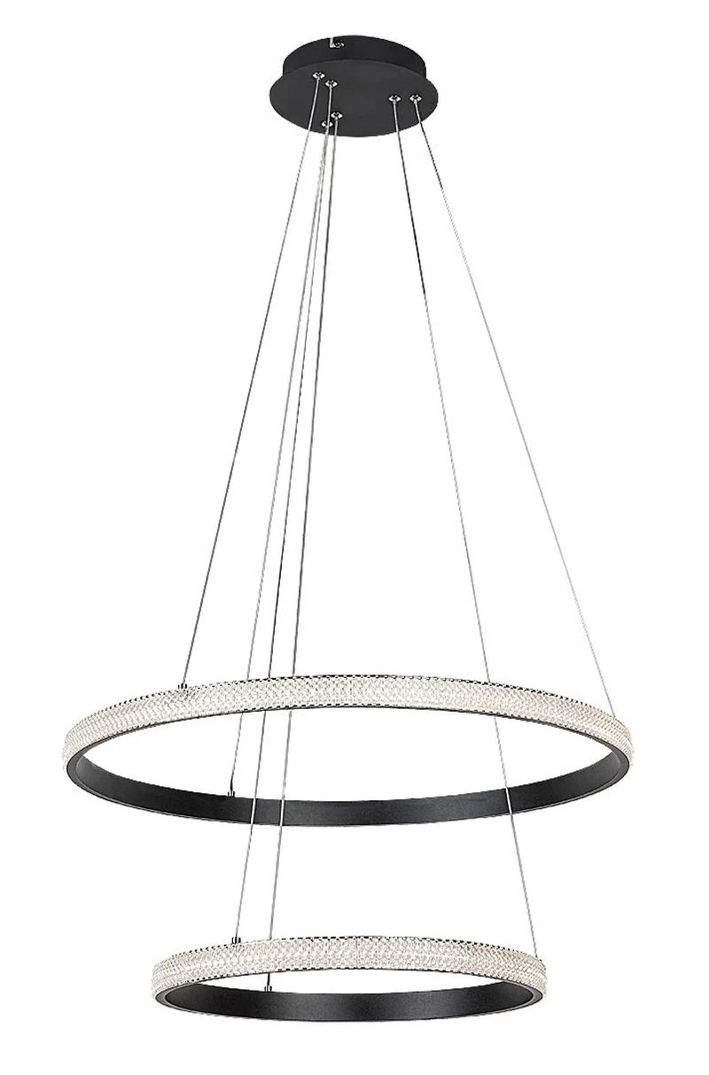 Grete – LED пендел с два ринга в черно/бяло, Ø600мм, 60W, 3000K