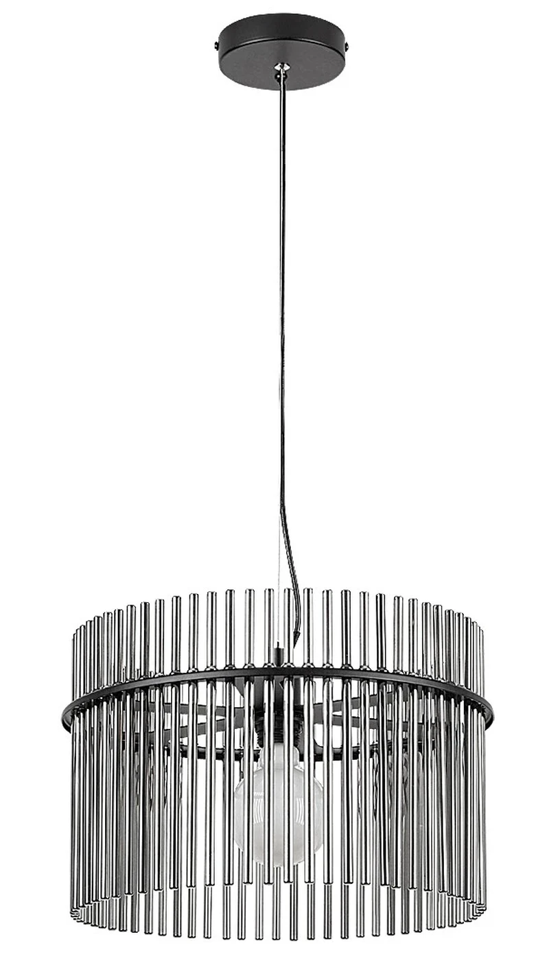 Inesa – modern pendant in black matt with tinted glass, Ø400mm, 1×E27