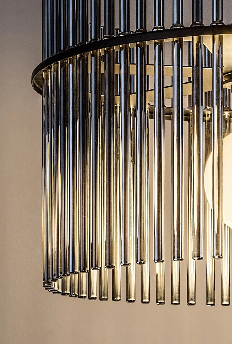 Inesa – modern pendant in black matt with tinted glass, Ø400mm, 1×E27