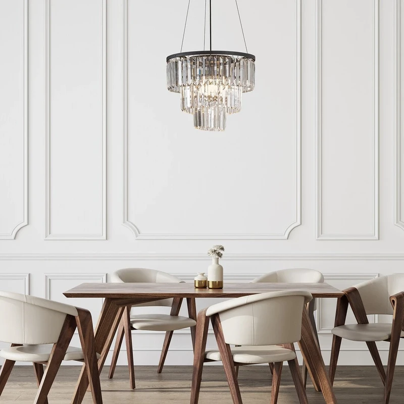 Eloisa – classic pendant in black with clear glass, Ø400mm, 3×E27