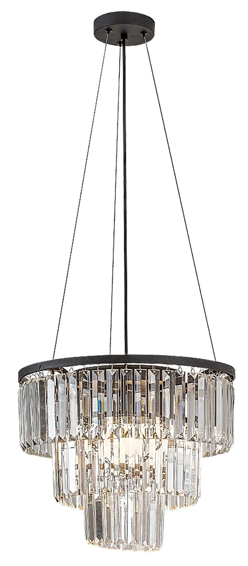 Pendant Lights Eloisa – classic pendant in black with clear glass, Ø400mm, 3×E27