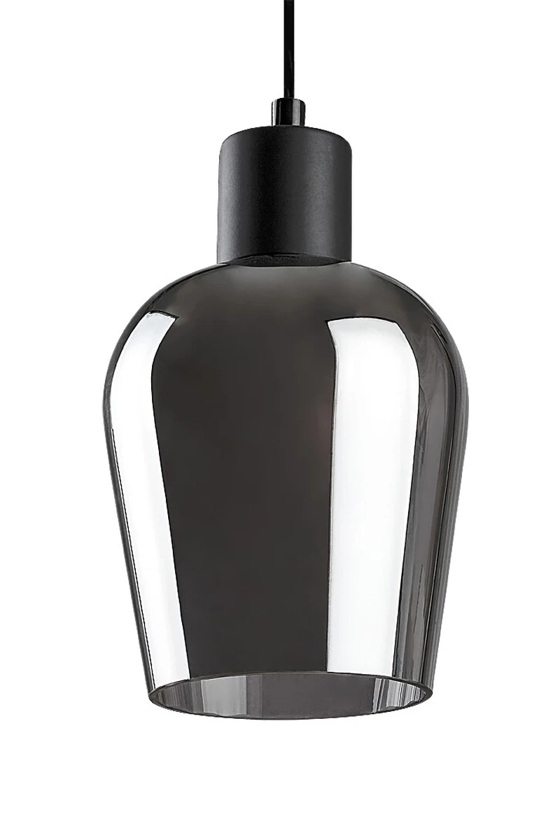 Florian – vintage pendant in black matt with tinted glass, 950mm, 4×E27