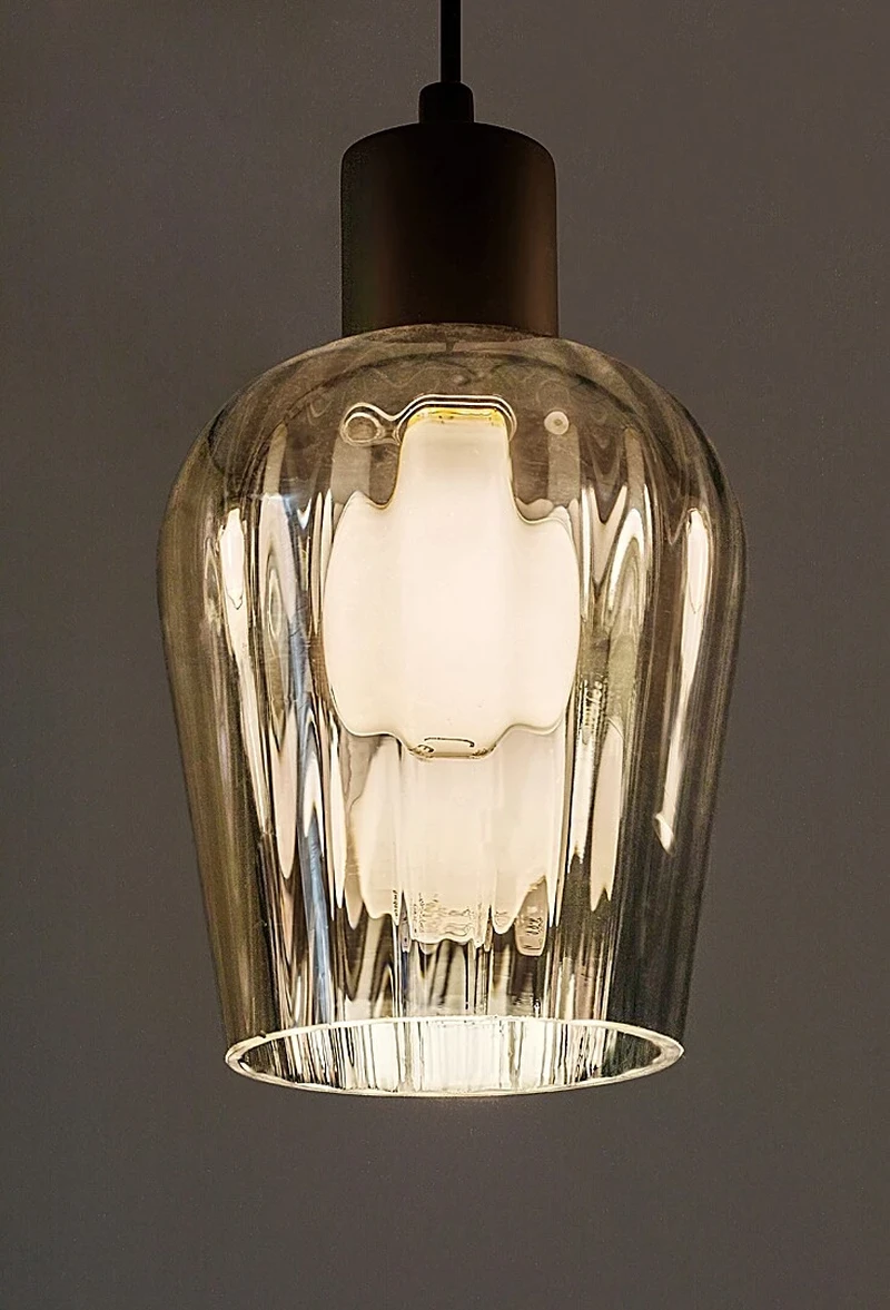 Florian – vintage pendant in black matt with tinted glass, 950mm, 4×E27