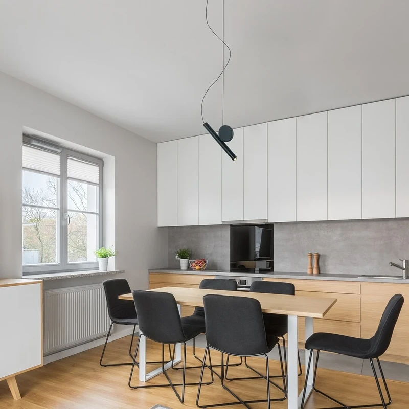 Alaric – LED pendant in black with white shade, Ø25mm, 3×250lm, 3000K