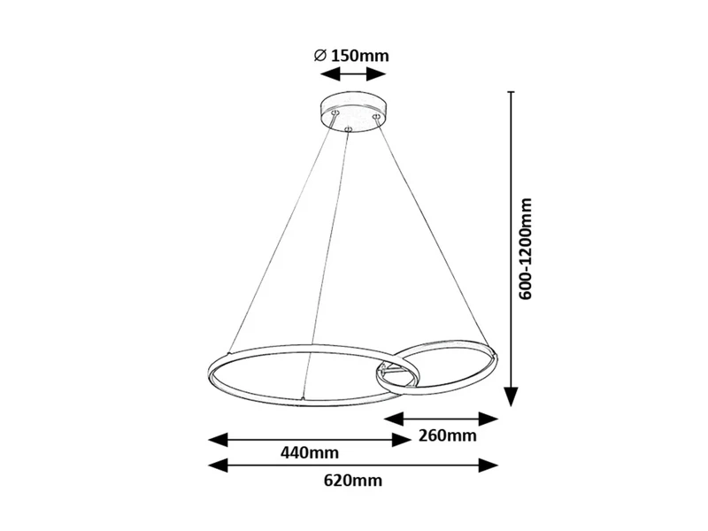 Emilion – LED пендел в черно/златно с бял силиконов абажур, Ø620мм, 36W, 4000K