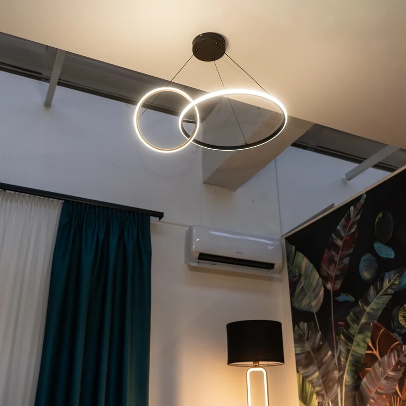 Emilion – LED пендел в черно/златно с бял силиконов абажур, Ø620мм, 36W, 4000K