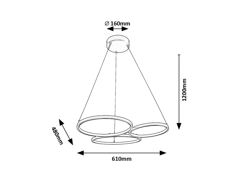Formand – LED pendant in black with white ceiling lights, 610×480mm, 38W, 3000K