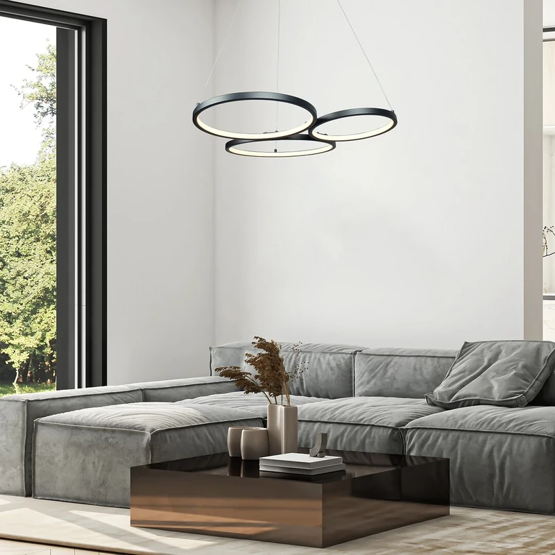 Formand – LED pendant in black with white ceiling lights, 610×480mm, 38W, 3000K
