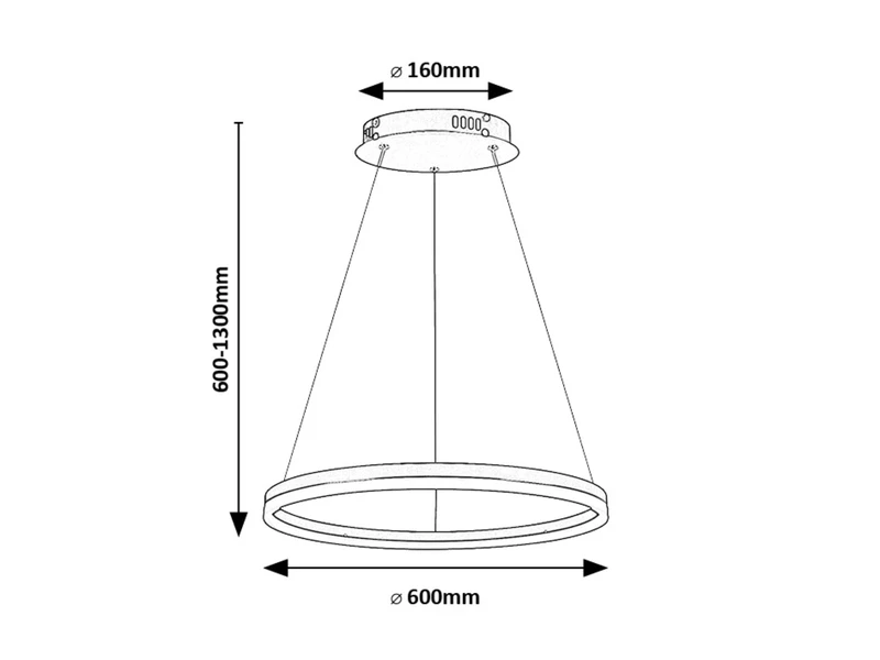 Isaure – LED пендел в черно с бял акрилен абажур, Ø600мм, 35W, 3000-6500K