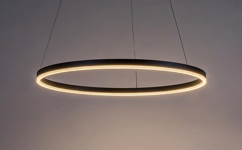 Isaure – LED пендел в черно с бял акрилен абажур, Ø600мм, 35W, 3000-6500K