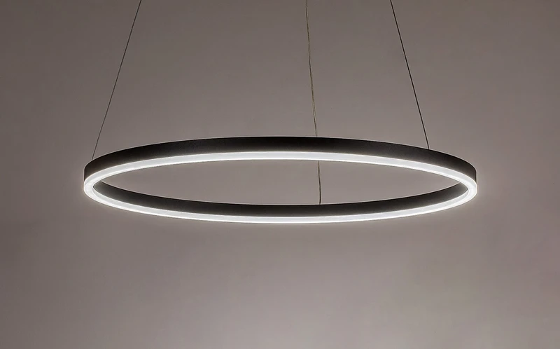 Isaure – LED пендел в черно с бял акрилен абажур, Ø600мм, 35W, 3000-6500K