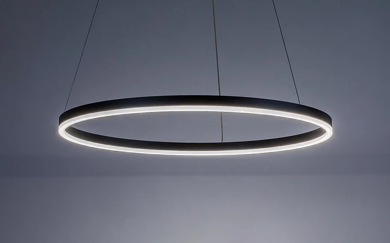 Isaure – LED пендел в черно с бял акрилен абажур, Ø600мм, 35W, 3000-6500K