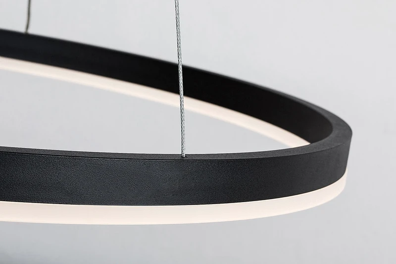 Isaure – LED пендел в черно с бял акрилен абажур, Ø600мм, 35W, 3000-6500K