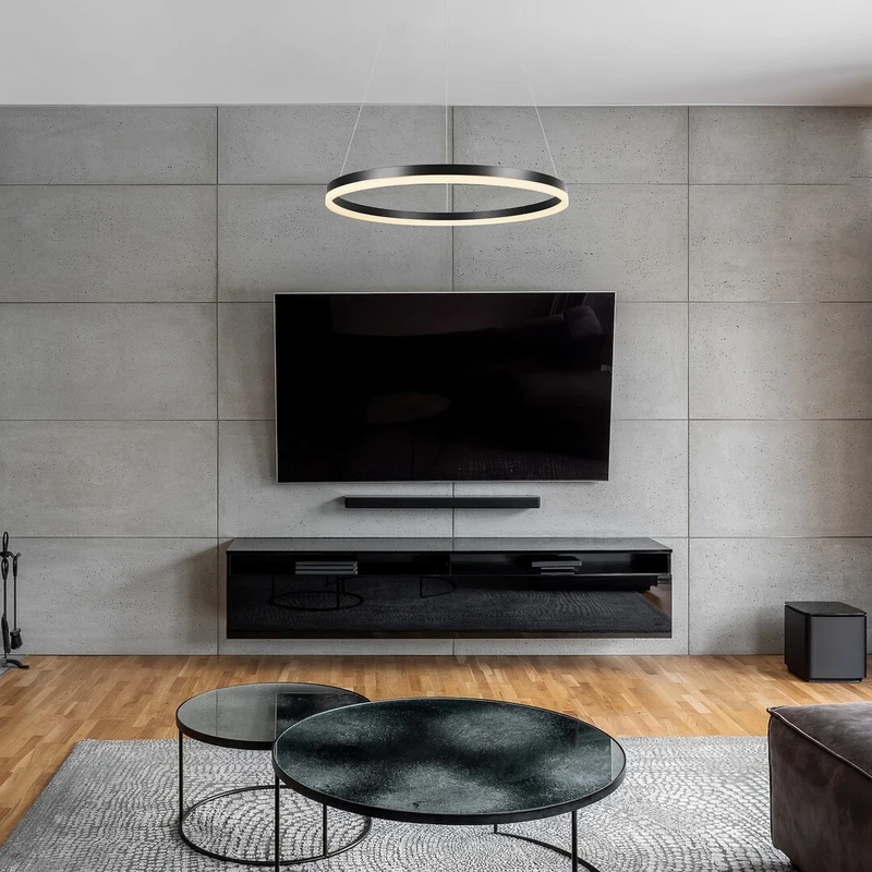 Isaure – LED пендел в черно с бял акрилен абажур, Ø600мм, 35W, 3000-6500K