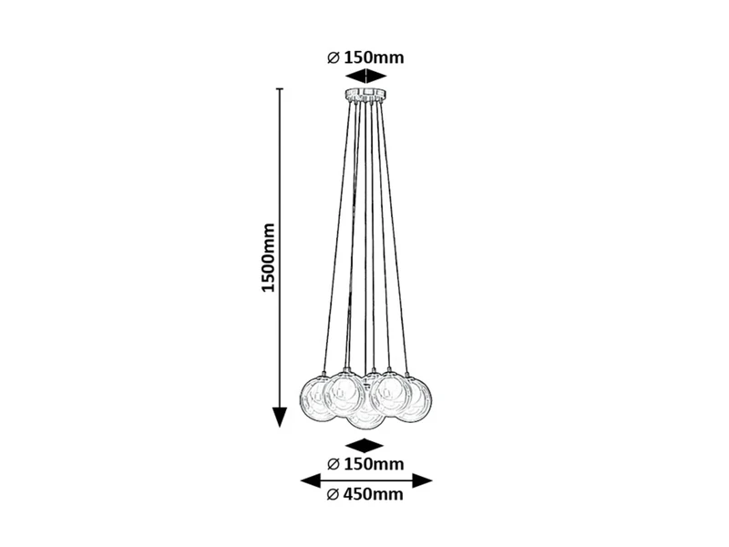 Rosehip – 7-arm pendant in colour champagne with coloured glass, Ø450mm, 7×G9