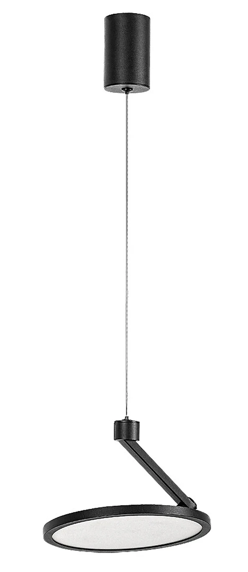 Ovidia – LED висящ плафон в черно с бял абажур, Ø200мм, 20W, 3000K