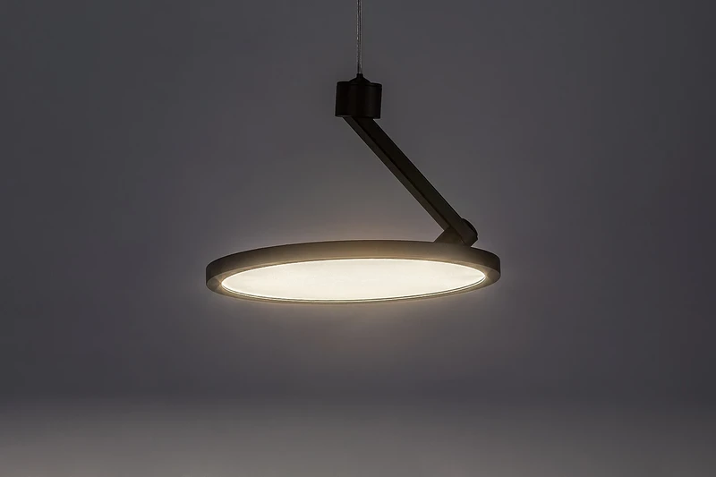 Ovidia – LED висящ плафон в черно с бял абажур, Ø200мм, 20W, 3000K
