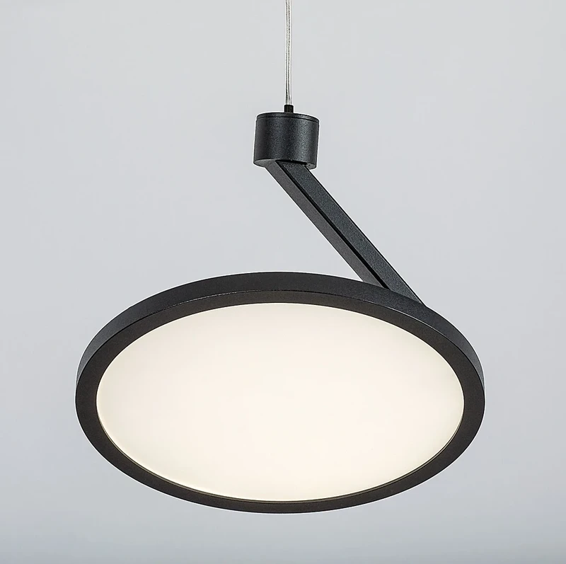 Ovidia – LED висящ плафон в черно с бял абажур, Ø200мм, 20W, 3000K