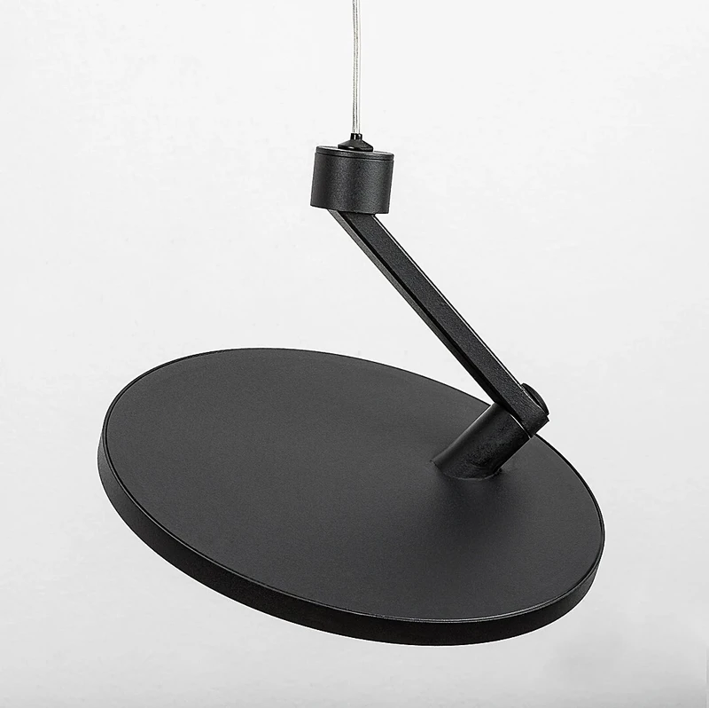 Ovidia – LED висящ плафон в черно с бял абажур, Ø200мм, 20W, 3000K