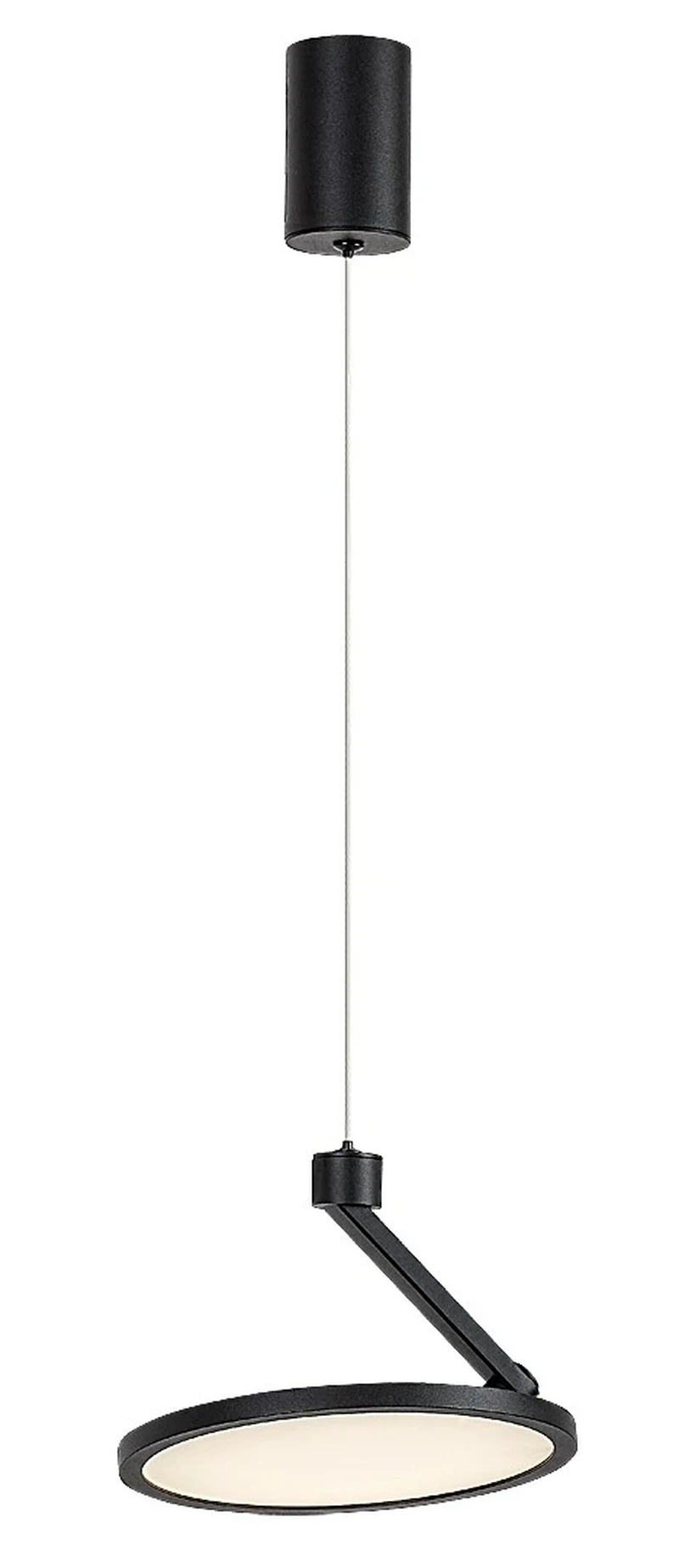 LED пендели и полилеи Ovidia – LED висящ плафон в черно с бял абажур, Ø200мм, 20W, 3000K