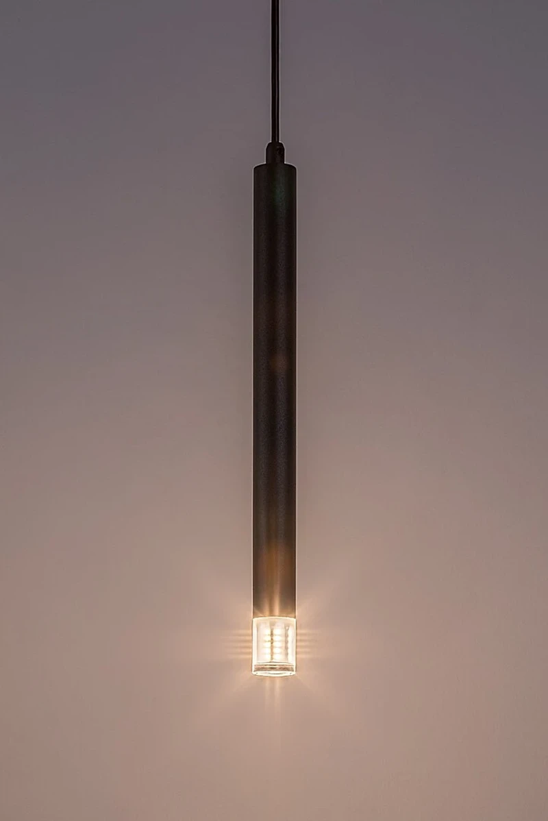 Ramira – modern pendant in black with clear acrylic shade, Ø30mm, G9